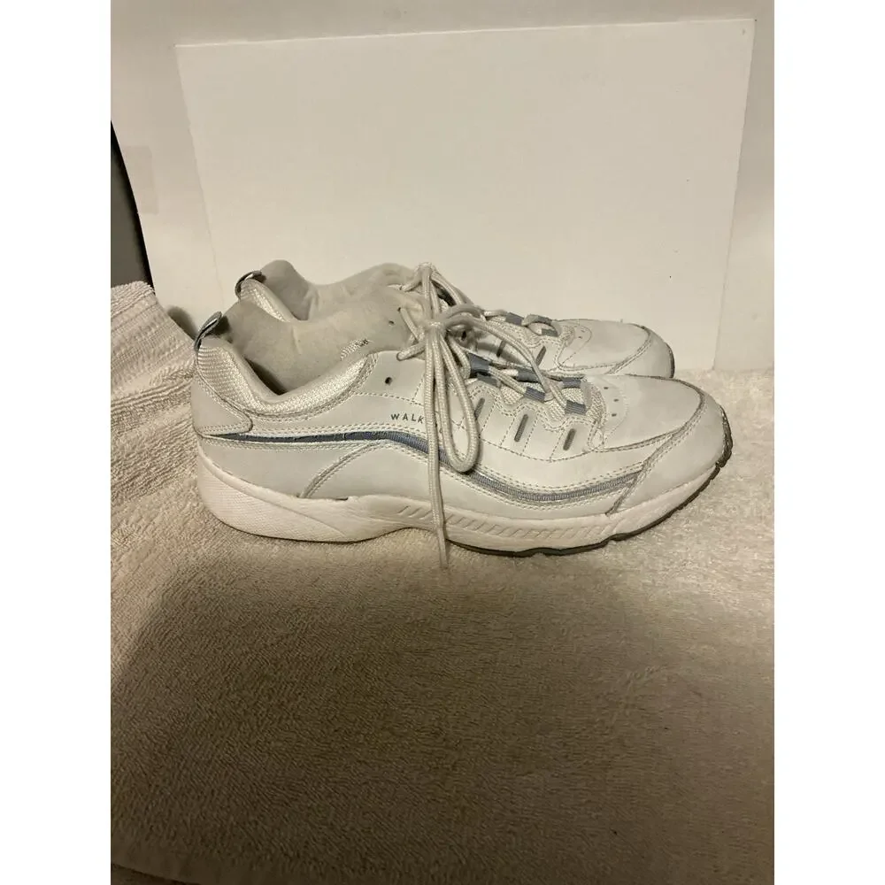 Easy Spirit Rome Women’s Walking Shoes White Blue Leather Lace Up Sneakers SZ 10